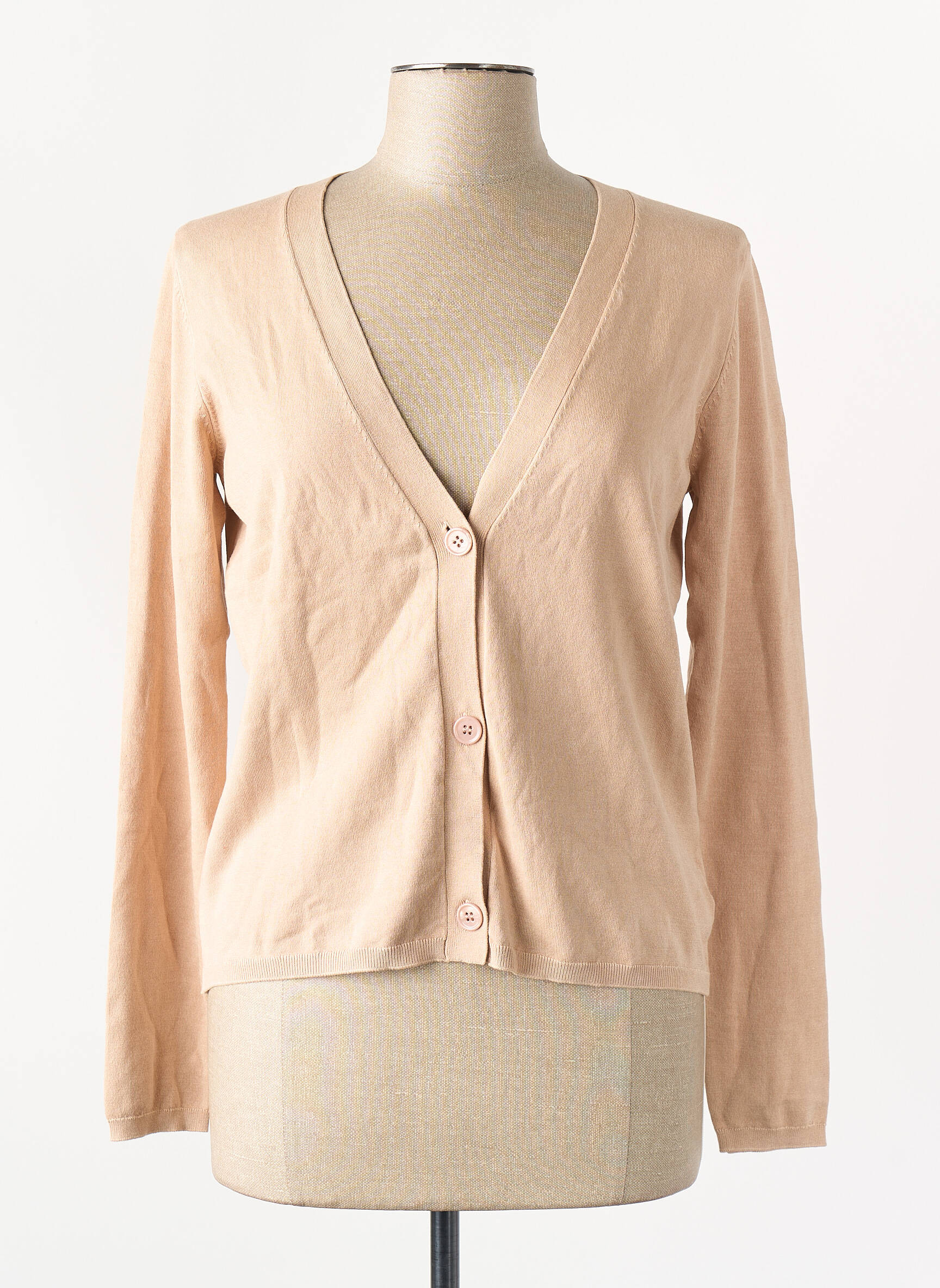 Gilet manches longues beige MAJESTIC FILATURES femme
