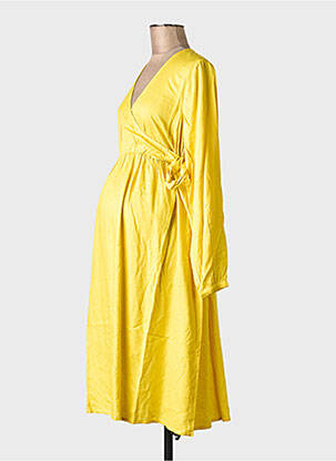 Robe mi-longue jaune MAMA LICIOUS femme