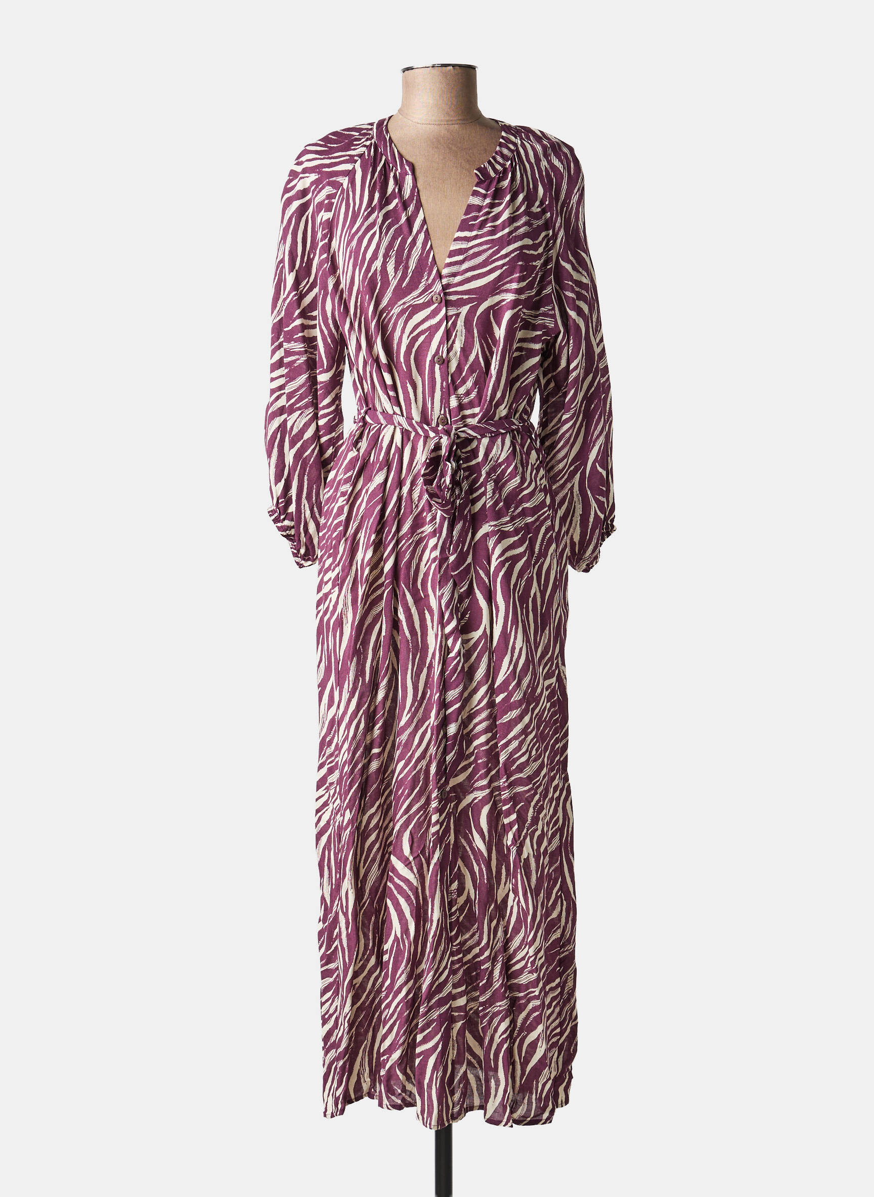 Robe longue col v rose GRACE & MILA femme