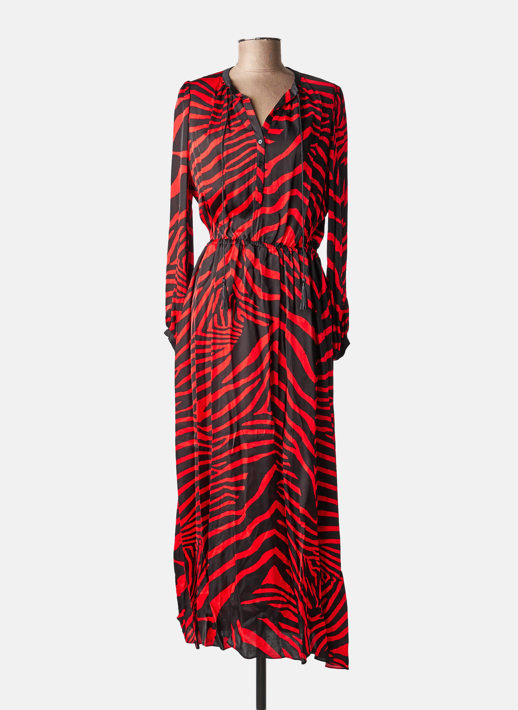 Robe longue col v rouge THE KOOPLES femme