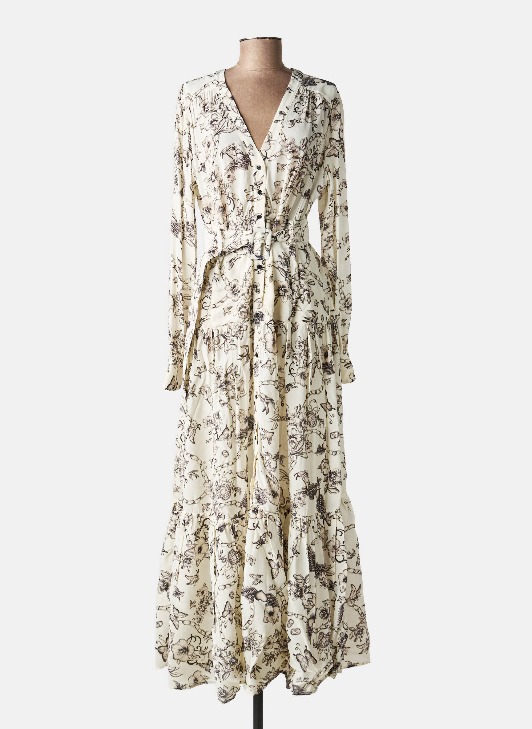 Robe longue imprimé fleurs blanc PINKO femme