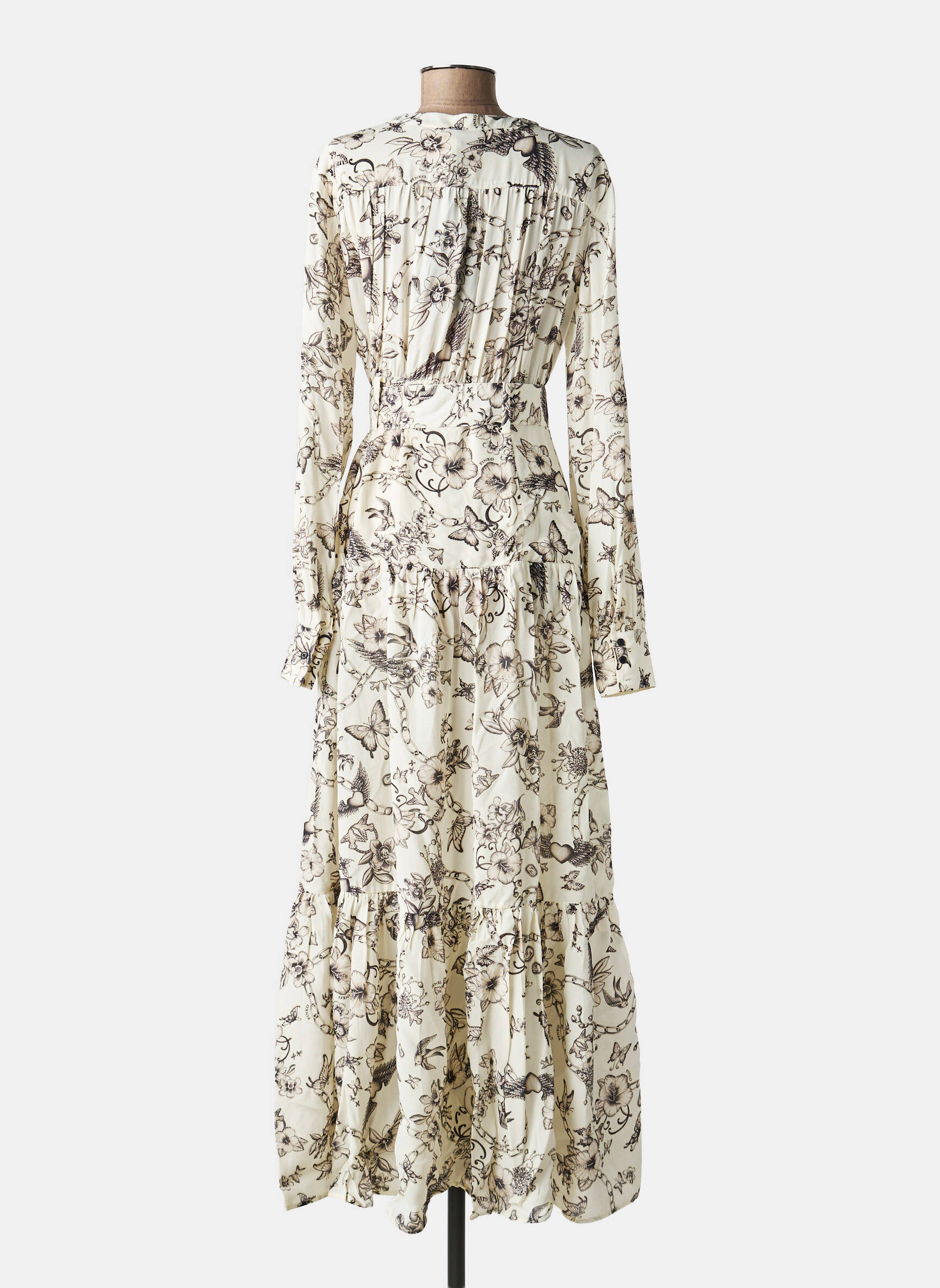 Robe longue imprimé fleurs blanc PINKO femme