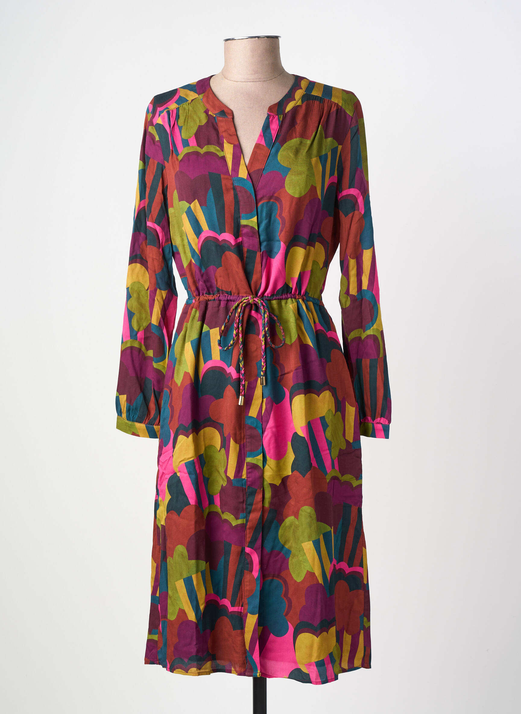 Robe mi-longue marron SOI PARIS femme
