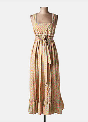 Robe longue imprimé fleurs beige PAUL & JOE femme