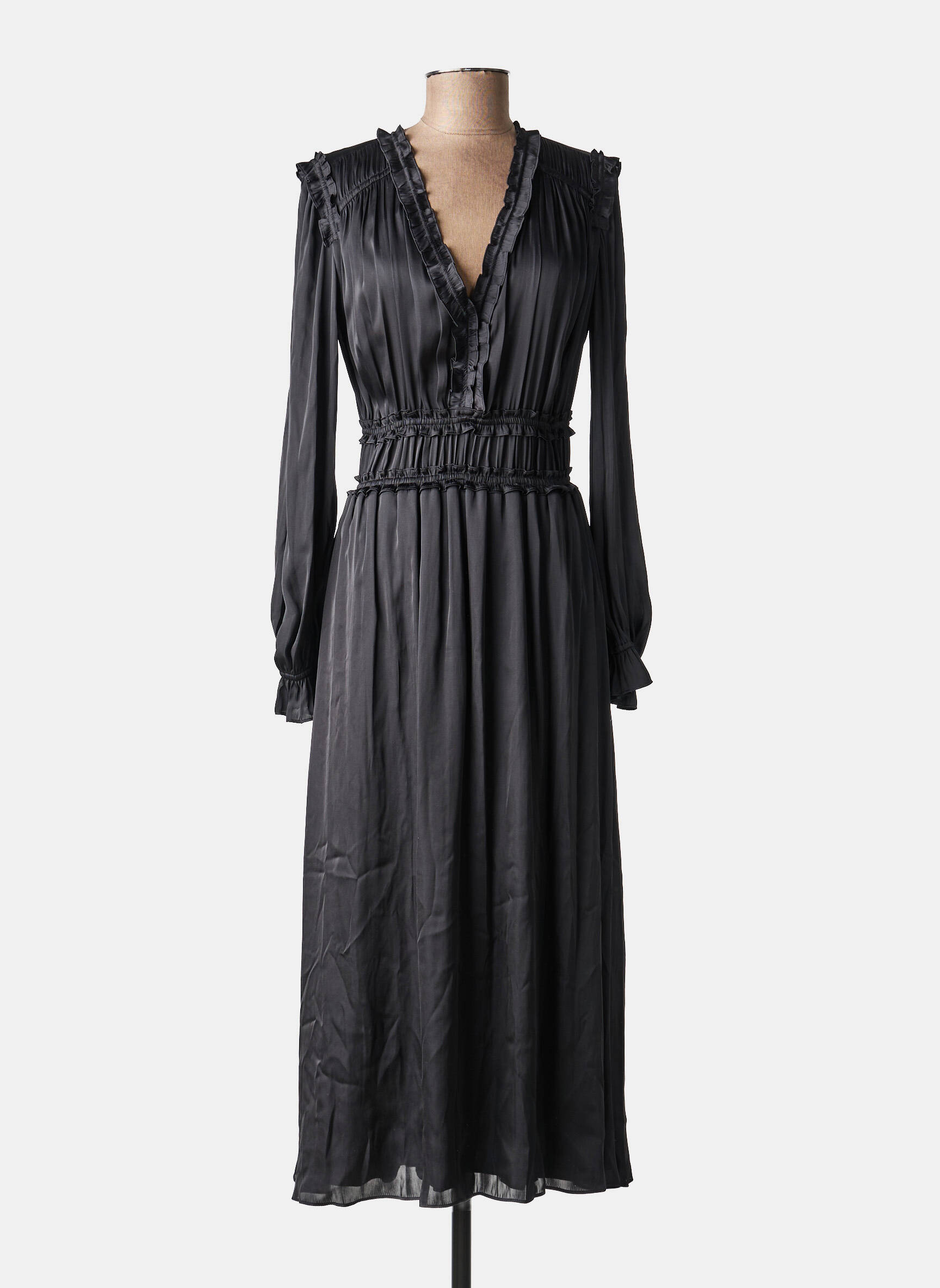 Robe longue col v noir THE KOOPLES femme