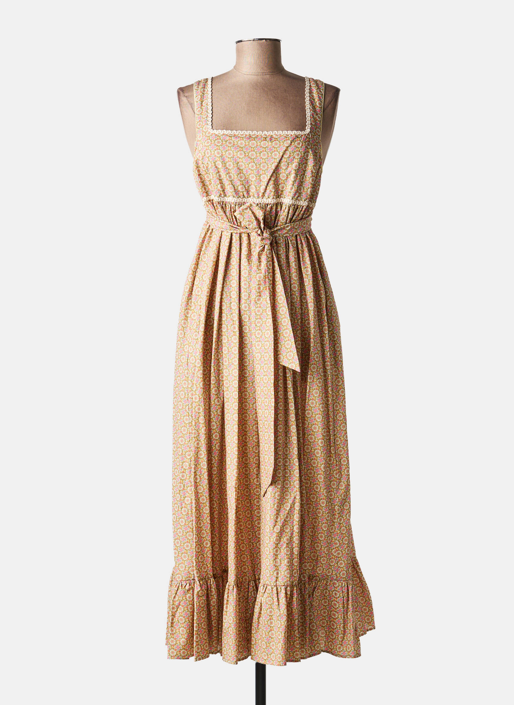 Robe longue imprimé fleurs beige PAUL & JOE femme