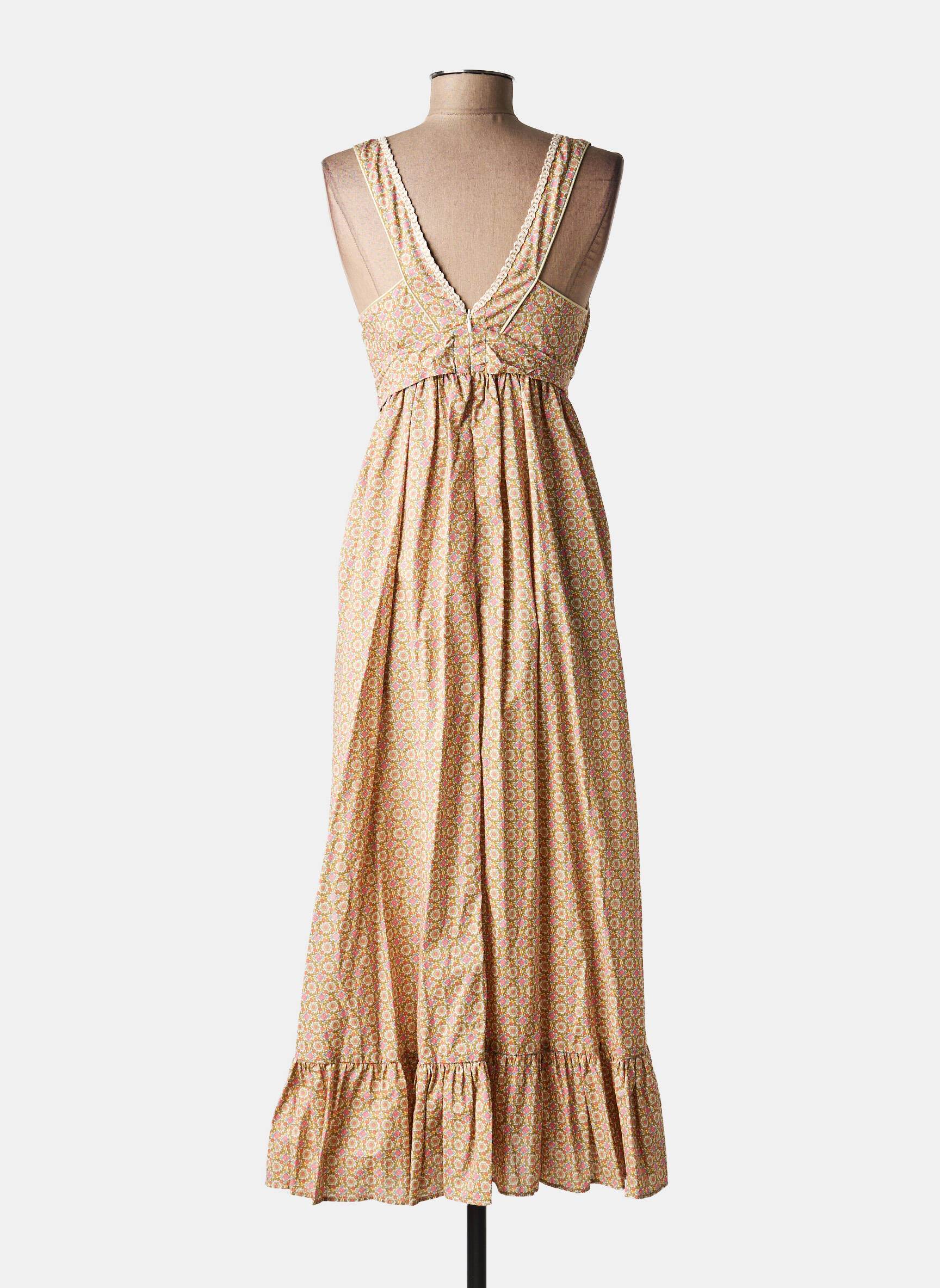 Robe longue imprimé fleurs beige PAUL & JOE femme