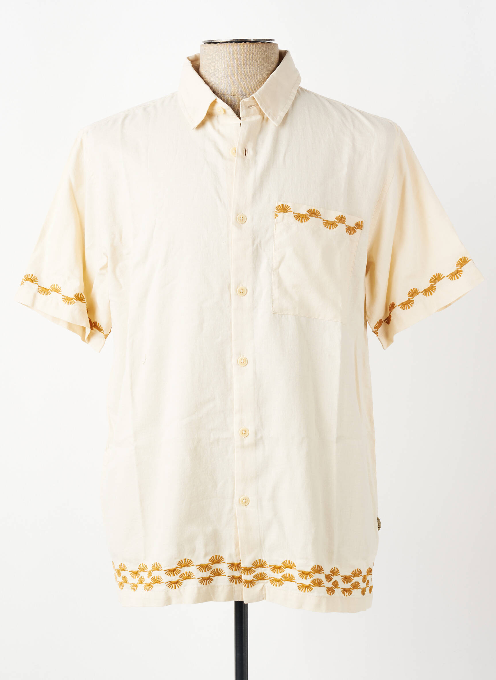 Chemise manches courtes beige THINKING MU homme