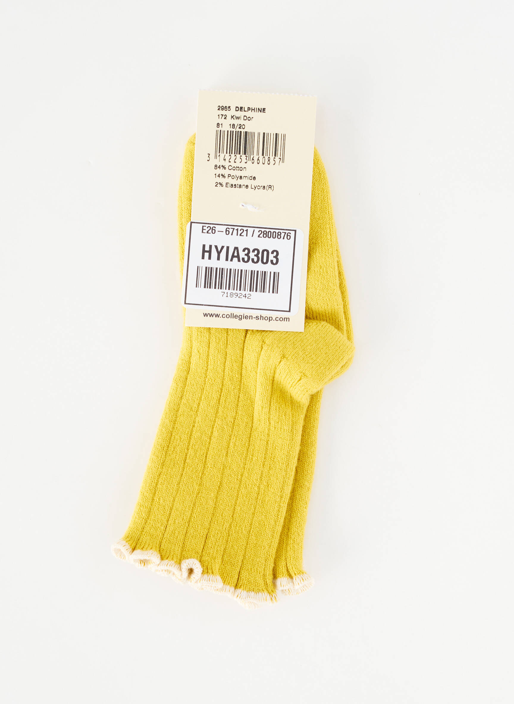 Chaussettes jaune COLLEGIEN fille