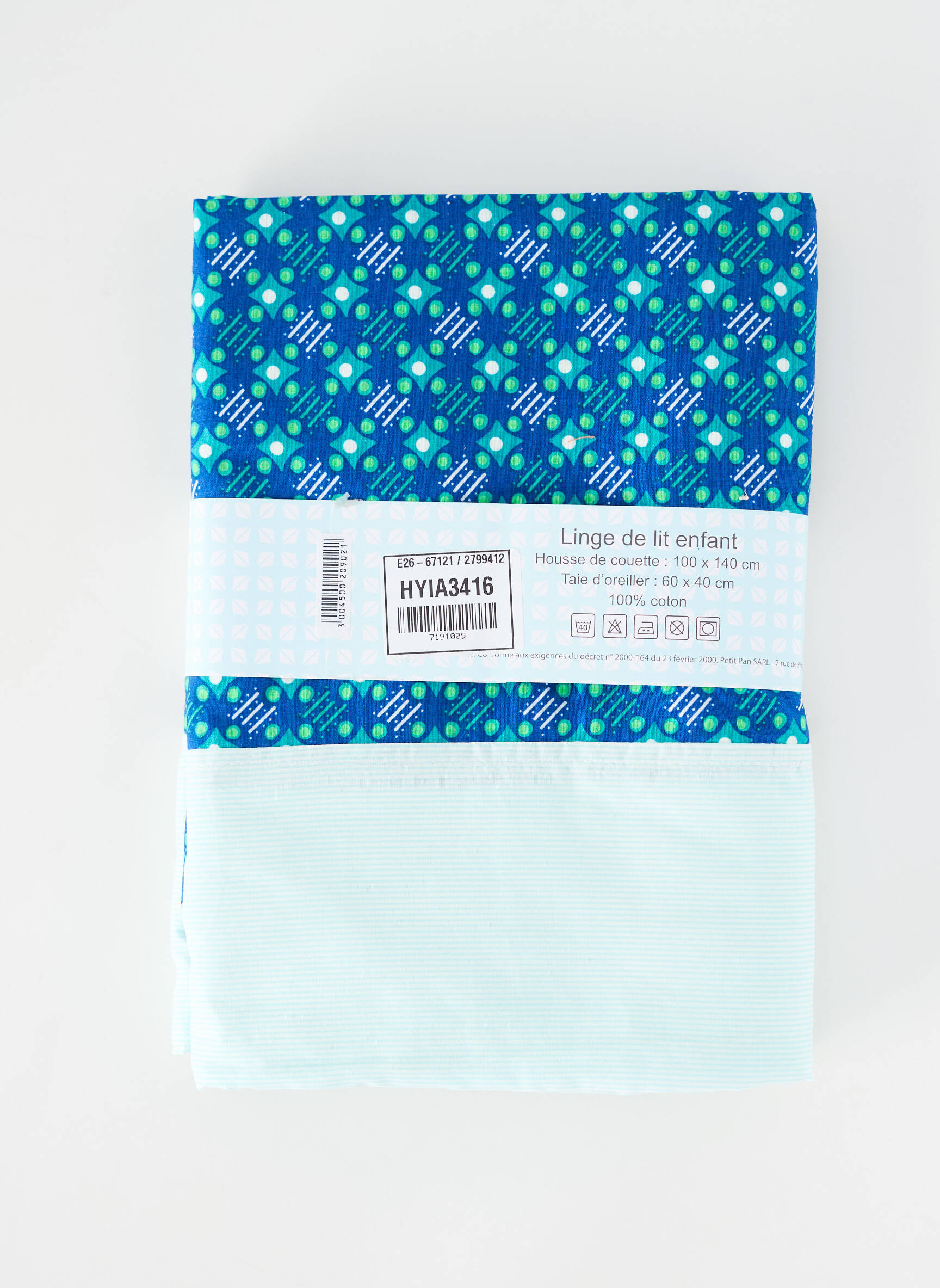 Parure de lit imprimé fleurs bleu PETIT PAN enfant