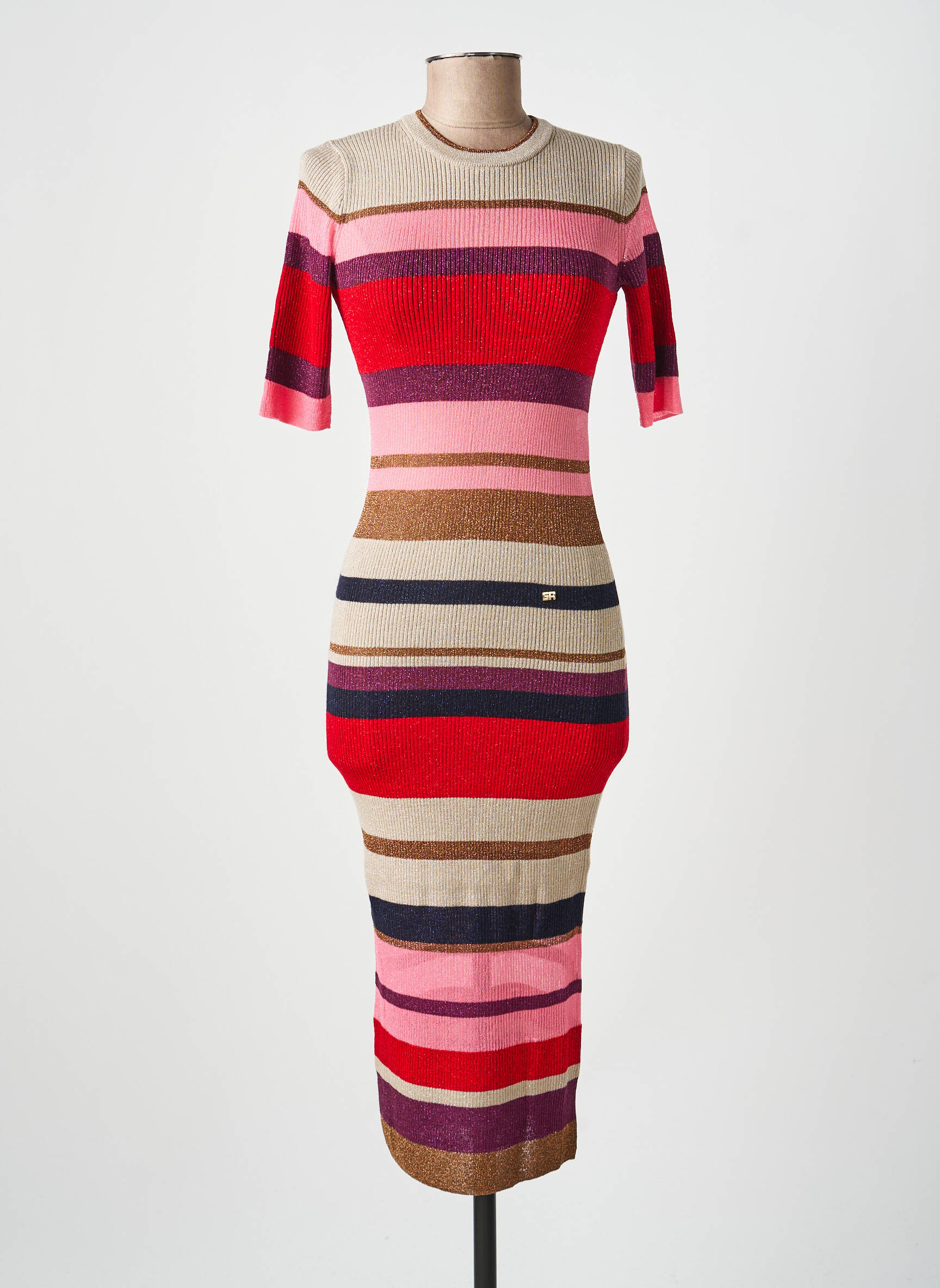 Robe mi-longue col rond rose SONIA RYKIEL femme