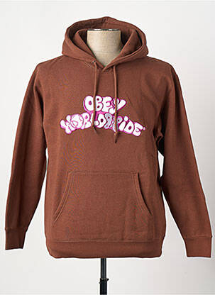 Sweat-shirt à capuche marron OBEY homme