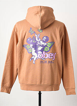 Sweat-shirt à capuche marron OBEY homme