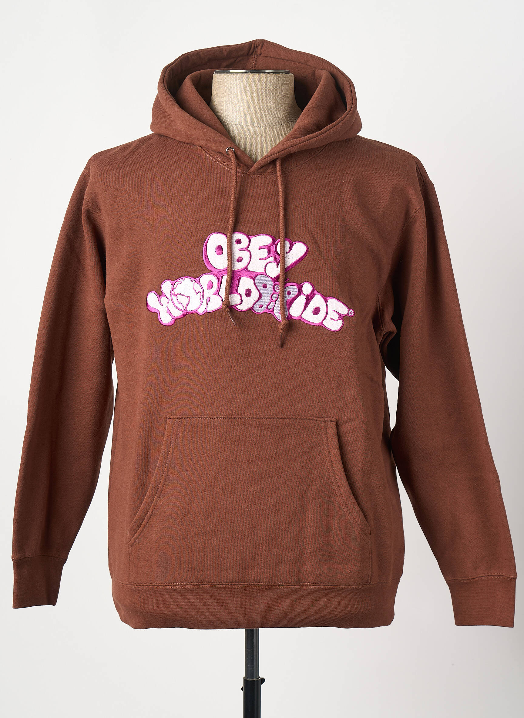 Sweat-shirt à capuche marron OBEY homme