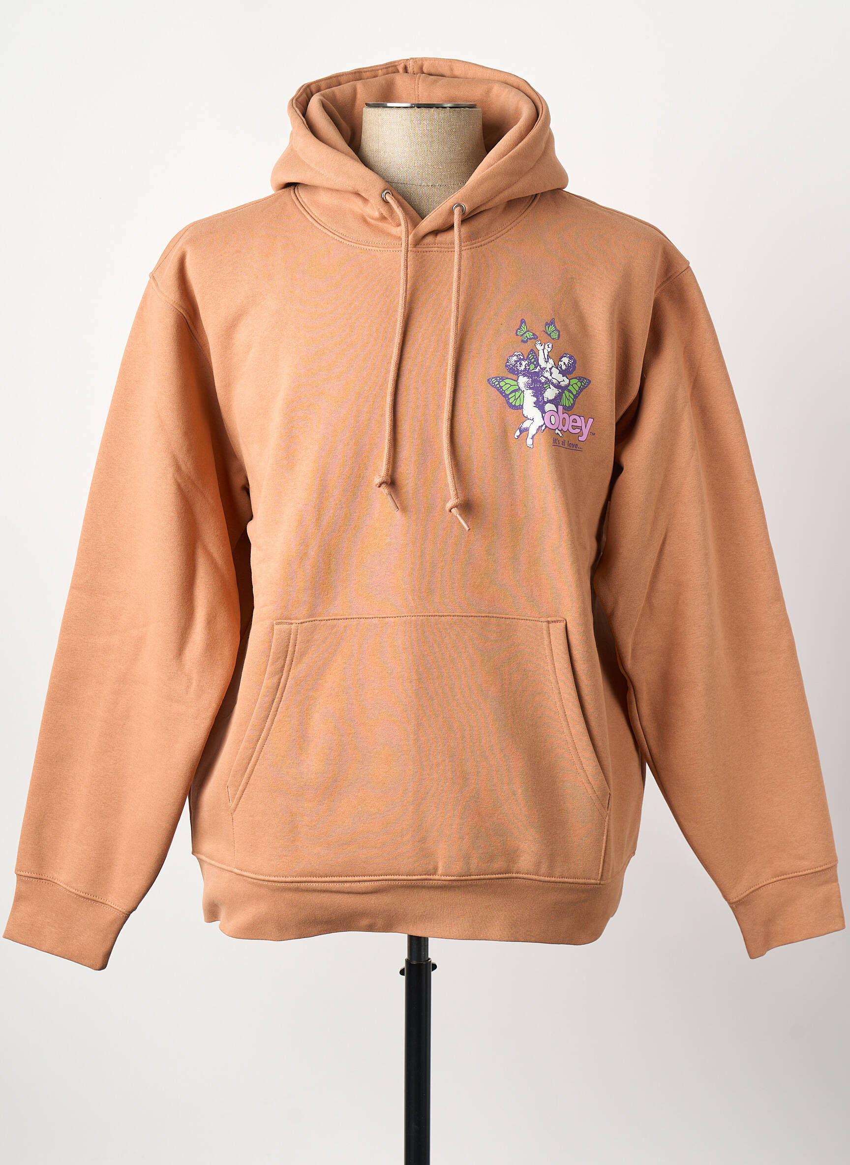 Sweat-shirt à capuche marron OBEY homme