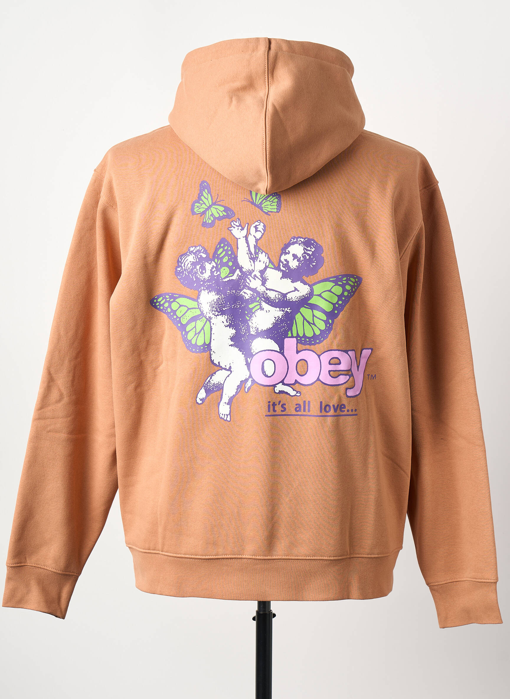 Sweat-shirt à capuche marron OBEY homme