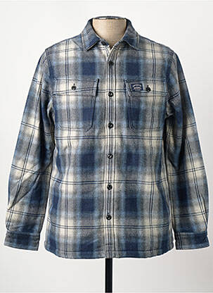 Chemise manches longues bleu SUPERDRY homme