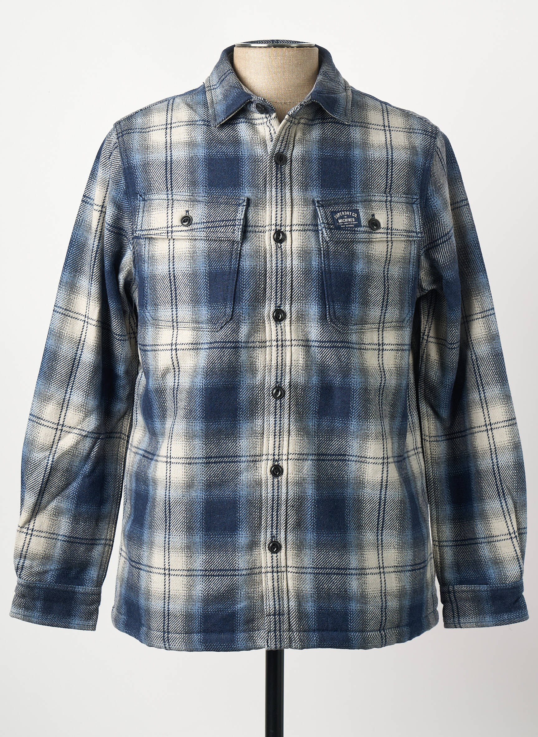 Chemise manches longues bleu SUPERDRY homme