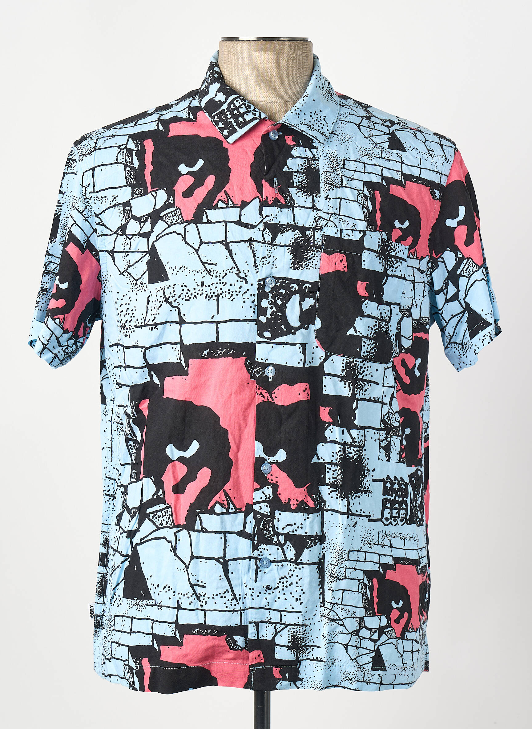 Chemise manches courtes bleu OBEY homme
