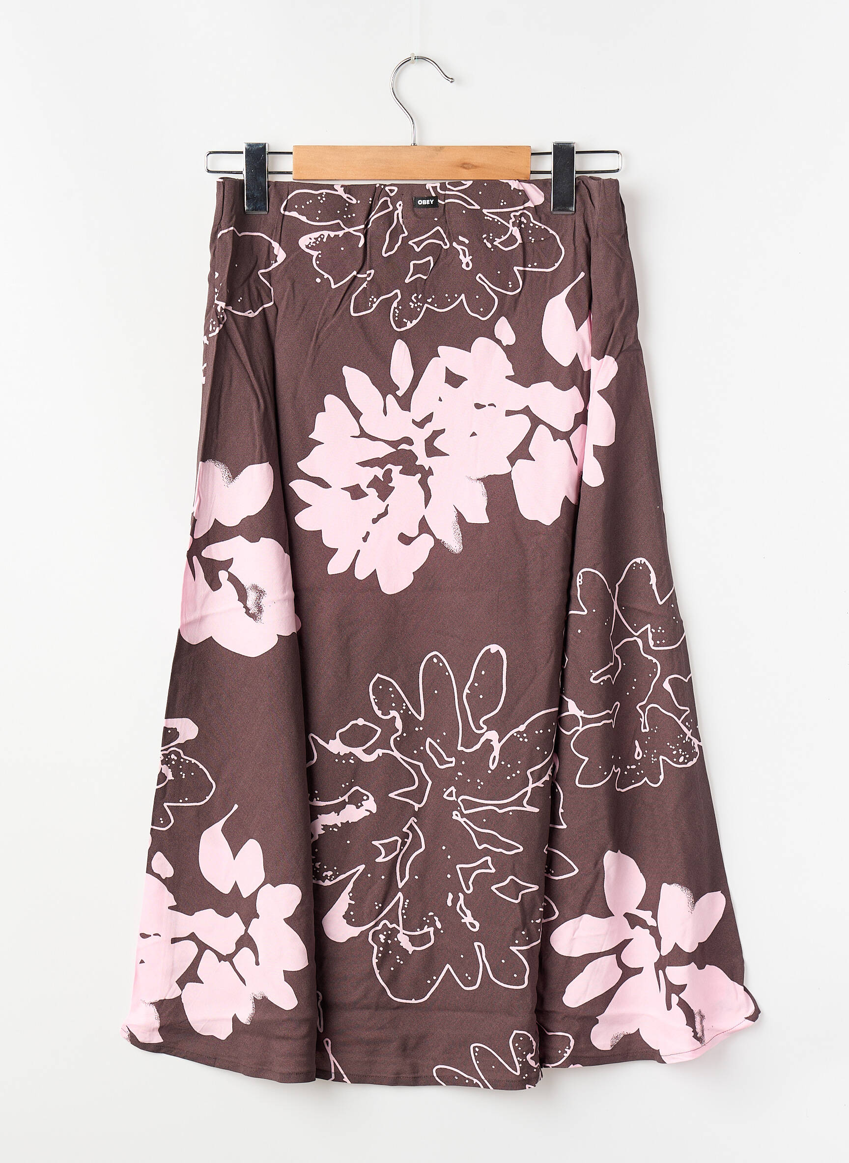 Jupe mi-longue marron OBEY femme